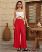 Iris Maxi Iris Maxi Tailored Pant - Red Iris Maxi Wide Leg Pant - Beige/Black Splash Swimwear Clothing Pant