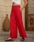 Iris Maxi Iris Maxi Tailored Pant - Red Iris Maxi Wide Leg Pant - Beige/Black Splash Swimwear Clothing Pant