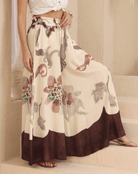 Iris Maxi Iris Maxi Watercolour Floral Wide Leg Pants - Choc Iris Maxi Watercolour Floral Wide Leg Pants - Choc Splash Swimwear Womens Pants
