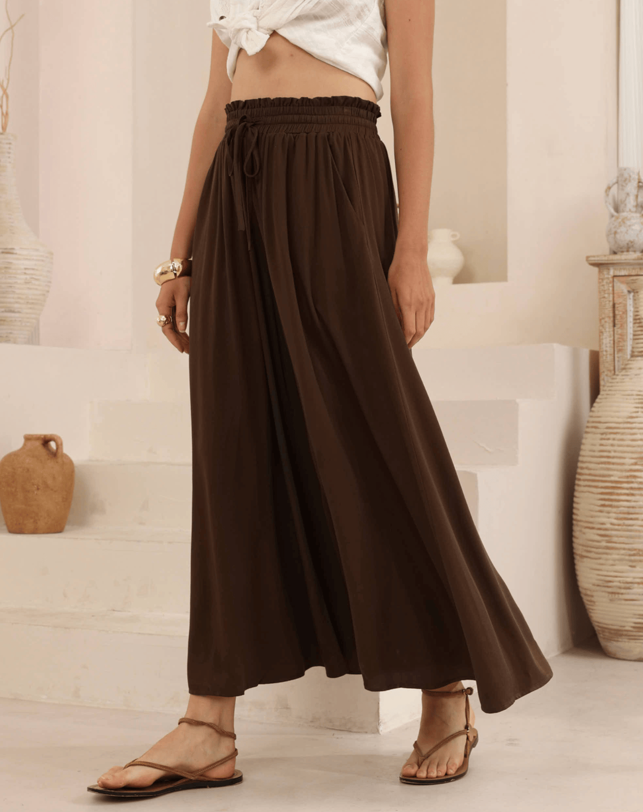 Iris Maxi Iris Maxi Wide Leg Pant Iris Maxi Wide Leg Pant - Navy Splash Swimwear Womens Pants