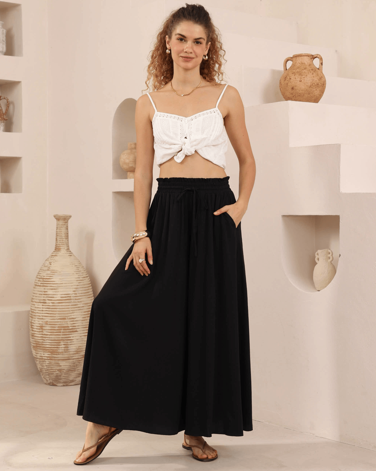 Iris Maxi Iris Maxi Wide Leg Pant 203625-6 Iris Maxi Wide Leg Pant - Navy Splash Swimwear Womens Pants Black / 8 1000033092