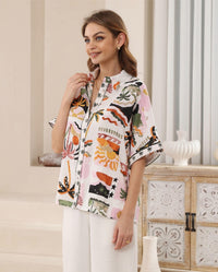 Iris Maxi Island Sun Tropic Palm Shirt - Multi Island Sun Tropic Palm Shirt - Multi Splash Swimwear Shirts