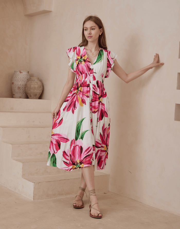 Maria Midi Dress - Pink - Iris Maxi - Splash Swimwear  - Aug24, Dresses, Iris Maxi, new, women clothing, Womens, womens clothing - Splash Swimwear 