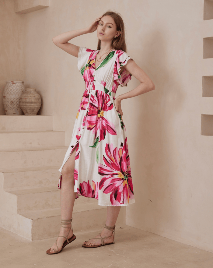 Maria Midi Dress - Pink - Iris Maxi - Splash Swimwear  - Aug24, Dresses, Iris Maxi, new, women clothing, Womens, womens clothing - Splash Swimwear 