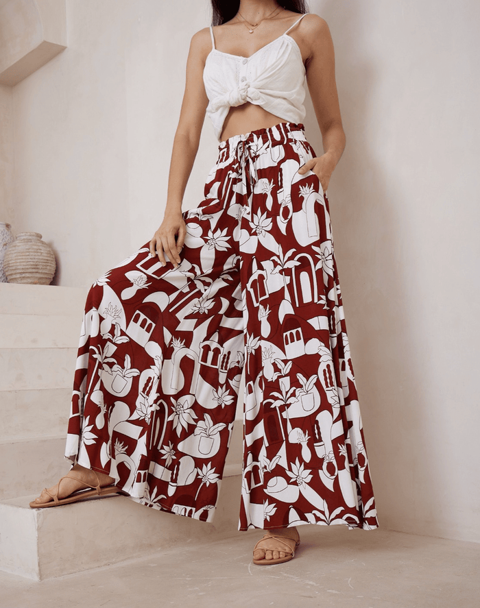 Mio Wide Leg Pant - Burgundy - Iris Maxi - Splash Swimwear  - Aug24, Iris Maxi, new, Womens, womens clothing, Womens Pants - Splash Swimwear 