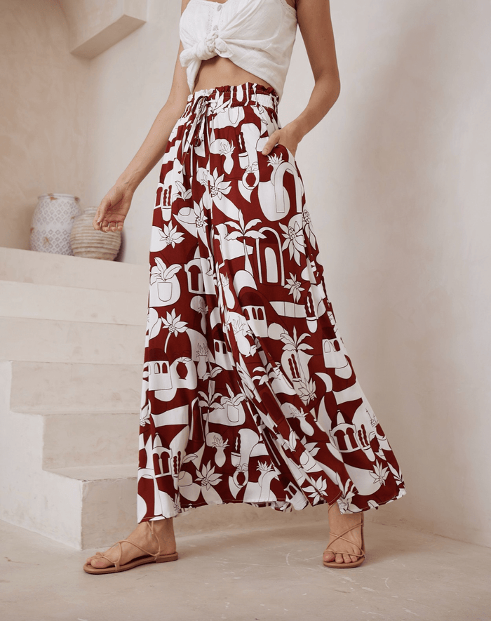 Mio Wide Leg Pant - Burgundy - Iris Maxi - Splash Swimwear  - Aug24, Iris Maxi, new, Womens, womens clothing, Womens Pants - Splash Swimwear 