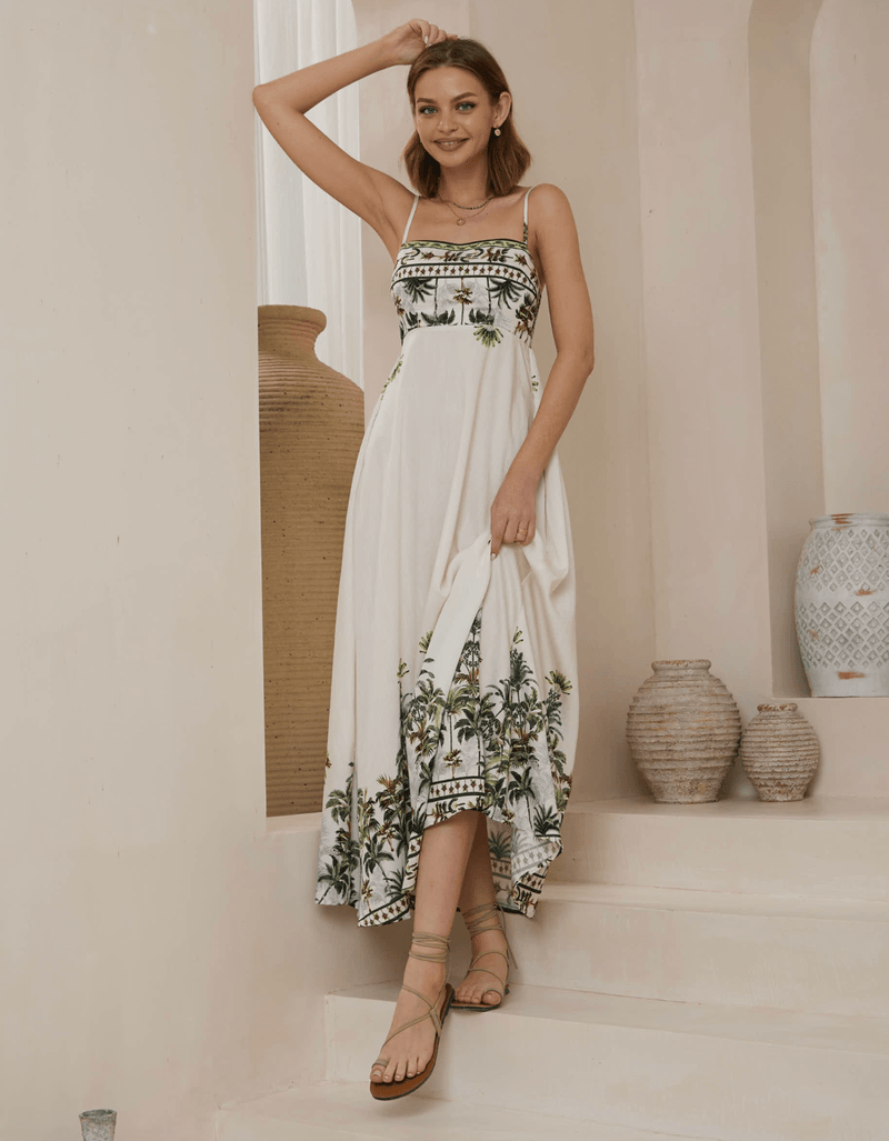 Iris Maxi Palm Tree Print Maxi Dress Palm Tree Print Maxi Dress Splash Swimwear Womens Clothing