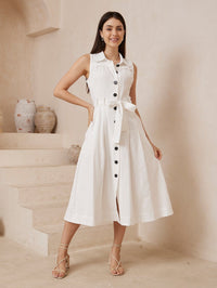 Iris Maxi Shelly Button Front Maxi Dress - White Shelly Button Front Maxi Dress - White Splash Swimwear Dresses