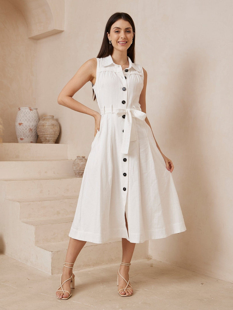 Iris Maxi Shelly Button Front Maxi Dress - White Shelly Button Front Maxi Dress - White Splash Swimwear Dresses