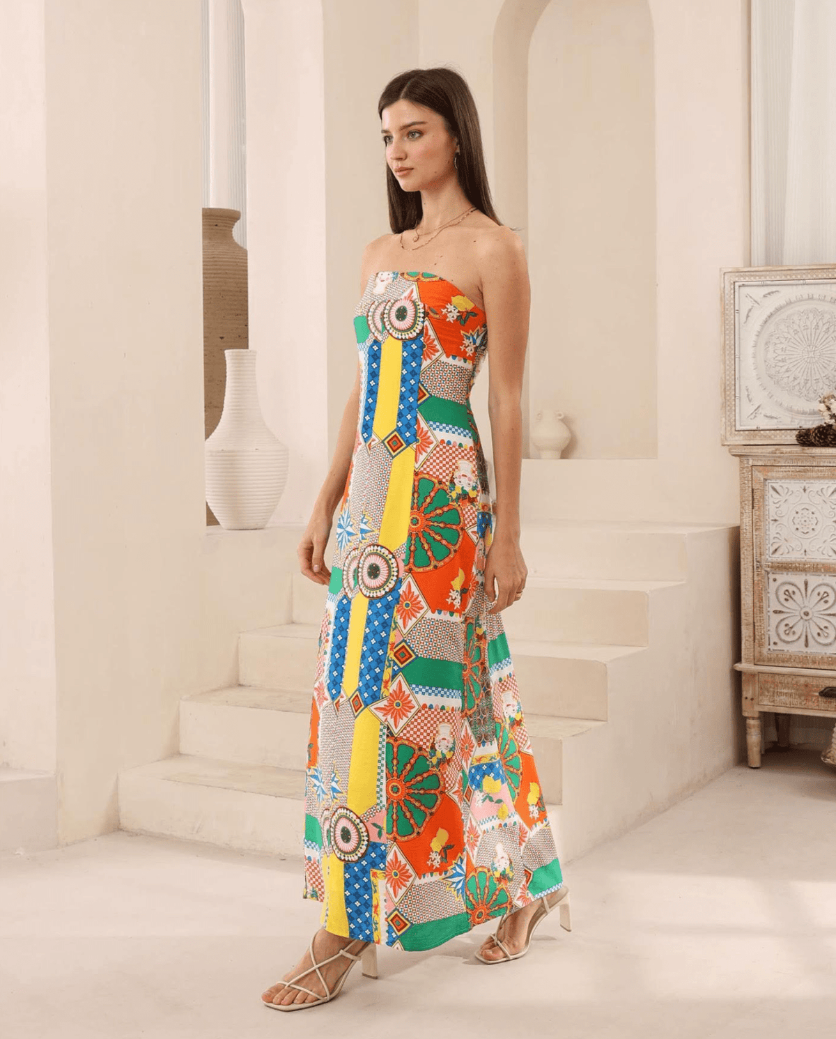 Iris Maxi Venice Bandeau Maxi Dress - Multi Print Venice Bandeau Maxi Dress - Multi Print Splash Swimwear