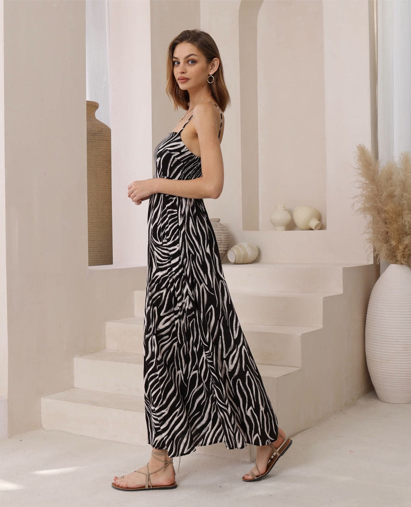 Iris Maxi Zebra Maxi Dress Zebra Maxi Dress Splash Swimwear