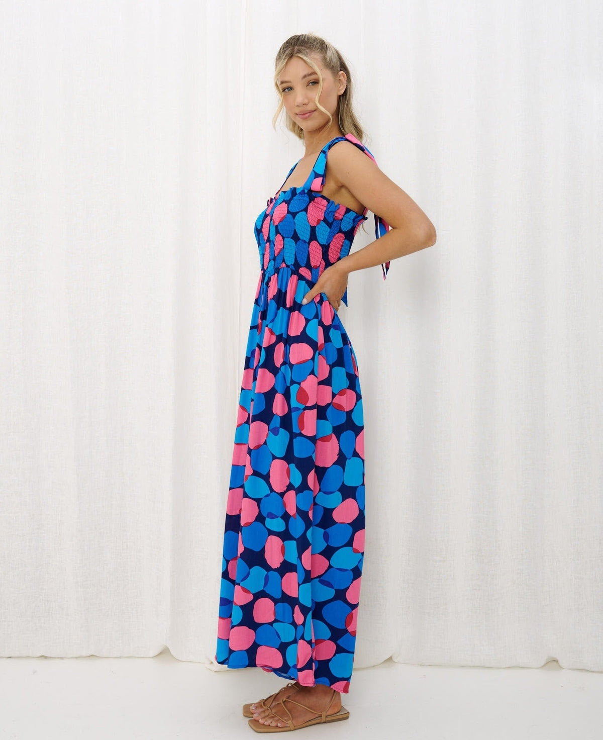 Iris Maxi Zimmy Jumpsuit - Pink/Blue Spot Zimmy Jumpsuit - Pink/Blue Spot Splash Swimwear Womens Clothing