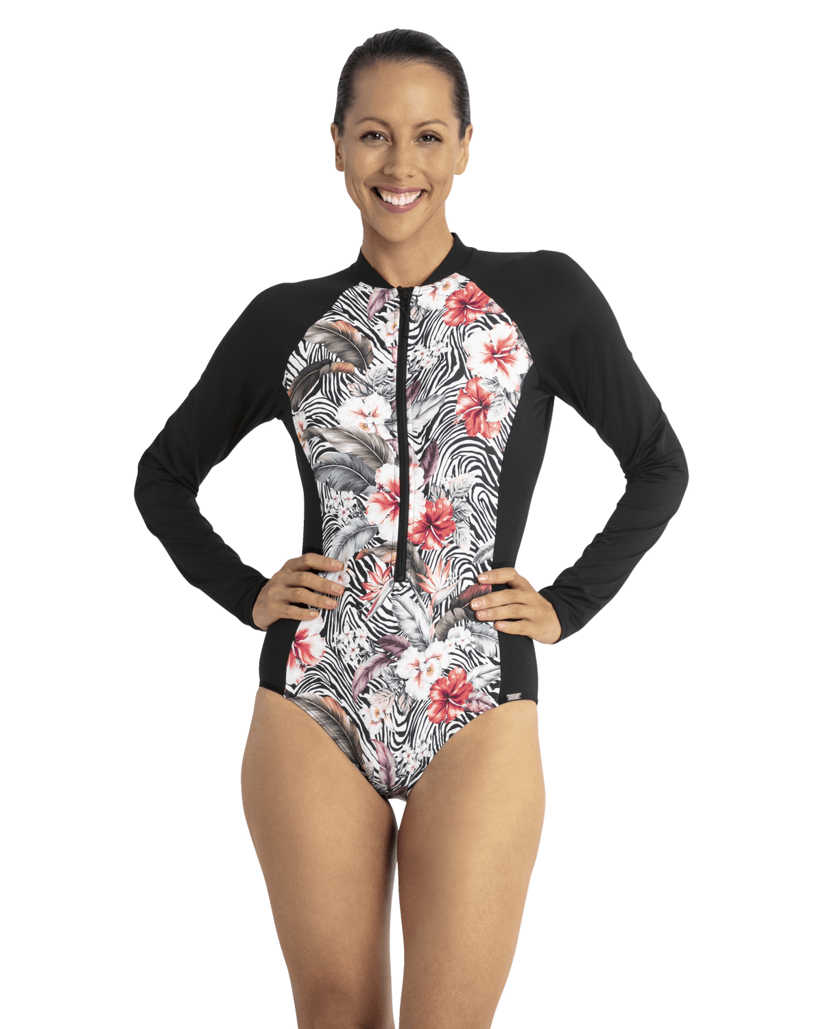 Jantzen Africa Sunsafe One Piece - Black Jantzen Africa Zip Front Rash Vest - Black Splash Swimwear One Pieces