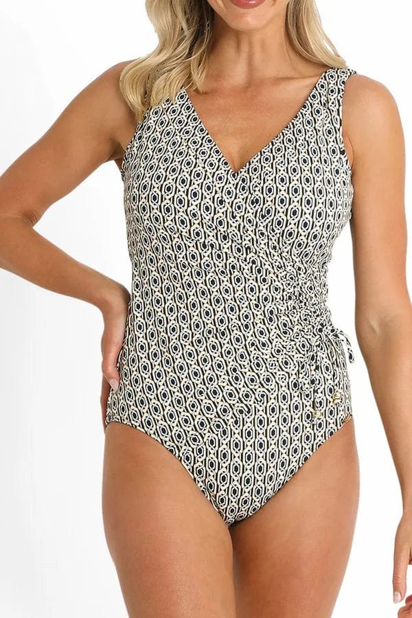 Jantzen One Pieces Chains DD/E Gathered Surplice One Piece - Black Jantzen Limitless DD/E Mesh Frill One Piece