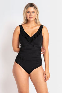 Jantzen One Pieces JA84026DDE Black / 10 Cosmo DD/E Ruched Mesh Frill One Piece Jantzen Cosmopolitan DD/E Ruched Mesh Frill