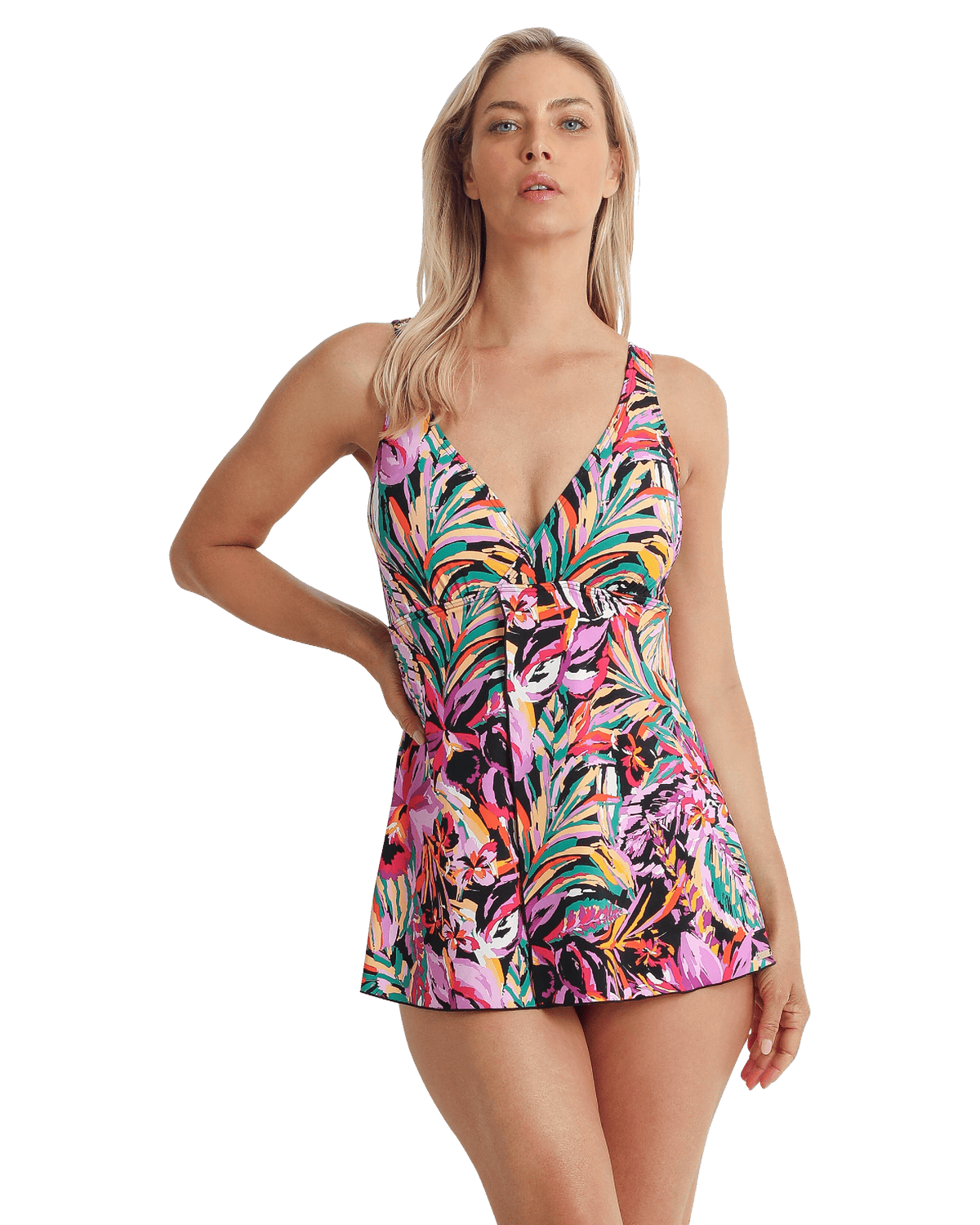 Jantzen Festival Slimline Swim Dress - Black Jantzen Festival Slimline Swim Dress - Black Splash Swimwear Womens Swimwear