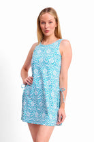 Jantzen Jantzen Destiny Tie Side Swim Dress JA85121-AQUA-10 Jantzen Destiny Tie Side Swim Dress Splash Swimwear Swimdress Aqua / 10 9313513893566
