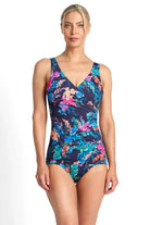Jantzen Jantzen Fresia Pintuck Mastectomy One Piece - Navy Jantzen Fresia Pintuck Mastectomy One Piece - Navy Splash Swimwear