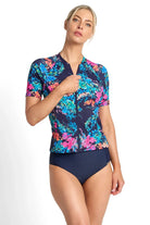 Jantzen Jantzen Fresia Short Sleeve Mastectomy Rashie - Navy Jantzen Fresia Short Sleeve Mastectomy Rashie - Navy Splash Swimwear