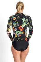 Jantzen Jantzen Hibiscus Long Sleeve Mastectomy Rashie - Black Jantzen Hibiscus Long Sleeve Mastectomy Rashie - Black Splash Swimwear