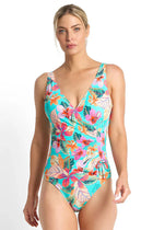 Jantzen Jantzen Phuket Gathered Surplice One Piece JA84976 Jantzen Phuket Gathered Surplice One Piece Splash Swimwear Aqua / AU10/US6 9313513748576