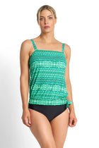 Jantzen Jantzen Portugal Bandeau Blouson Singlet JA81510 Jantzen Portugal Bandeau Blouson Singlet | Australia Splash Swimwear Tankini Tops Green / AU14/US10 9313513743151