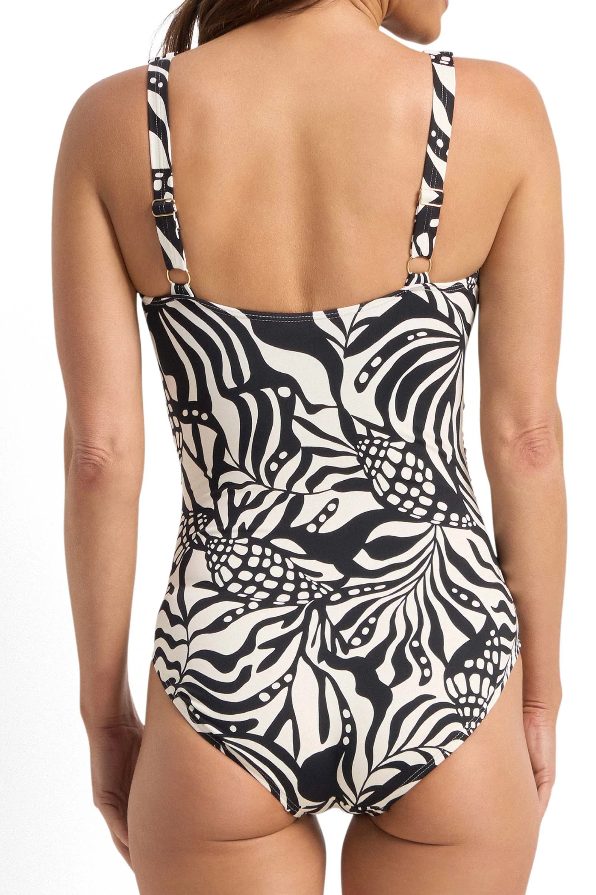 Jantzen Jantzen Seashells F/G Multi Ruched One Piece - Black Jantzen Seashells F/G Multi Ruched One Piece - Black Splash Swimwear One Piece