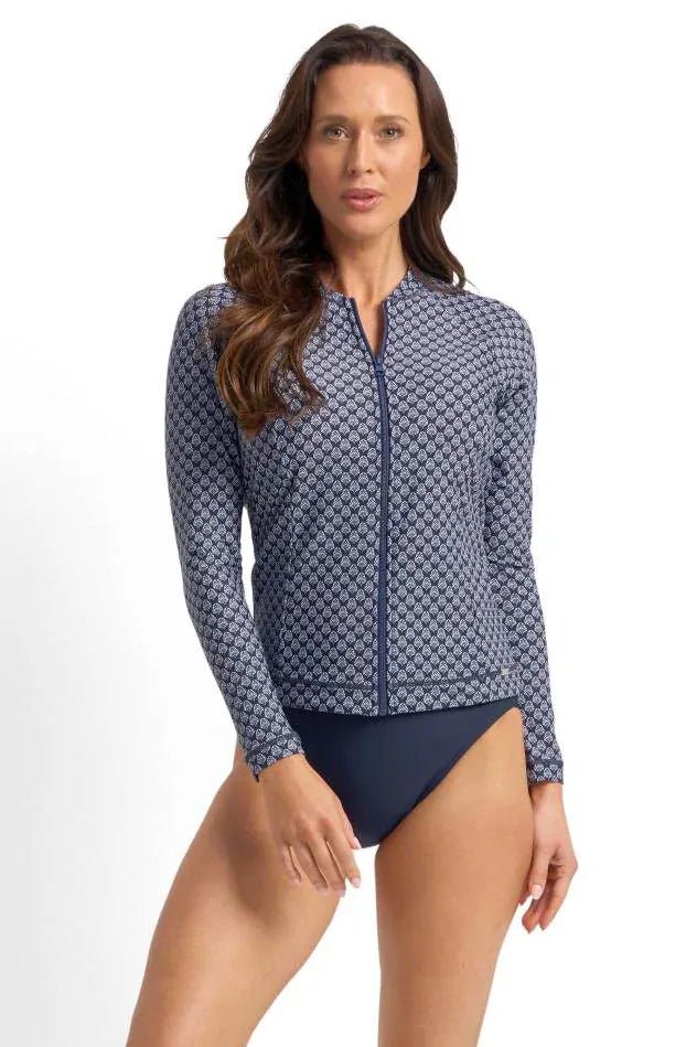 Jantzen Jantzen Select Long Sleeve Mastectomy Rashie - Navy Jantzen Select Long Sleeve Mastectomy Rashie - Navy Splash Swimwear Rashies & Sunsuits
