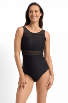 Jantzen Jantzen Sky High Mesh High Neck Mastectomy One Piece - Black Jantzen Africa Mesh High Neck Mastectomy One Piece Splash Swimwear One Pieces