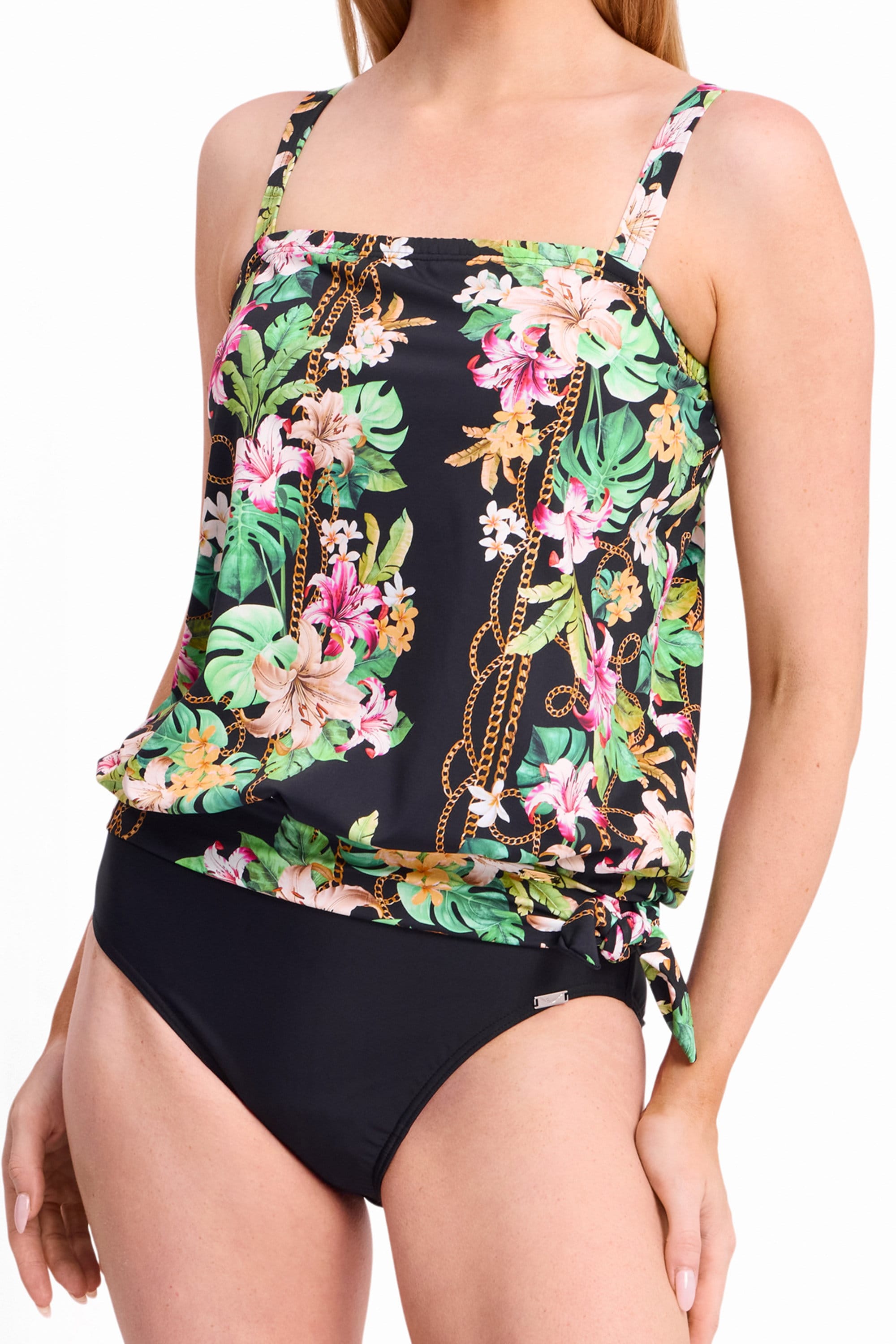 Jantzen Jantzen Villa Casa Bandeau Blouson Singlet - Black Jantzen Villa Casa Bandeau Blouson Singlet - Black Splash Swimwear Tankini Tops