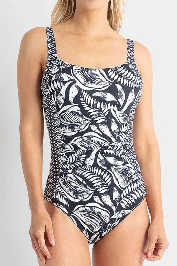 Jantzen Jantzen Waterloo Ruched Square Neck One Piece -Navy Jantzen Waterloo Ruched Square Neck One Piece -Navy Splash Swimwear One Pieces