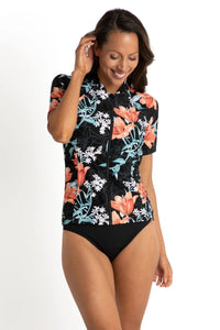 Lily Garden Short Sleeve Rashie - Jantzen - Splash Swimwear  - jantzen, July23, Ladies Rashie, rashie, Rashies, rashies & sunsuits, Womens, womens swim - Splash Swimwear 