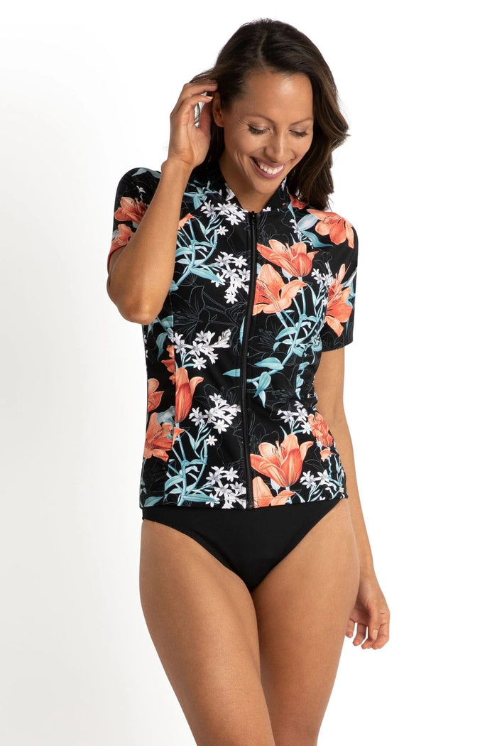 Lily Garden Short Sleeve Rashie - Jantzen - Splash Swimwear  - jantzen, July23, Ladies Rashie, rashie, Rashies, rashies & sunsuits, Womens, womens swim - Splash Swimwear 
