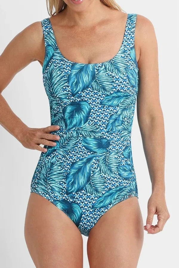 Jantzen Noosa Pintuck Mast One Piece - Arctic Janzen Noosa Pintuck Mast One Piece - Arctic Splash Swimwear One Pieces