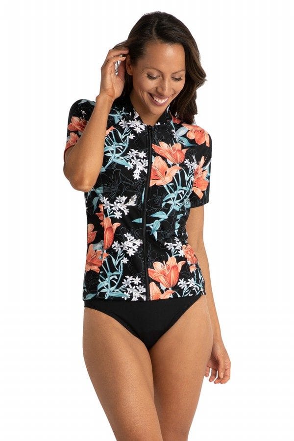 Jantzen Rash Vest JA91029 12 / Black Paige Gathered Short Sleeve Rashie Jantzen Paige Gathered Short Sleeve Rashie