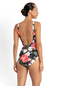 Jantzen Paige Gathered Surplice One Piece - Black Jantzen Paige Gathered Surplice One Piece - Black Splash Swimwear