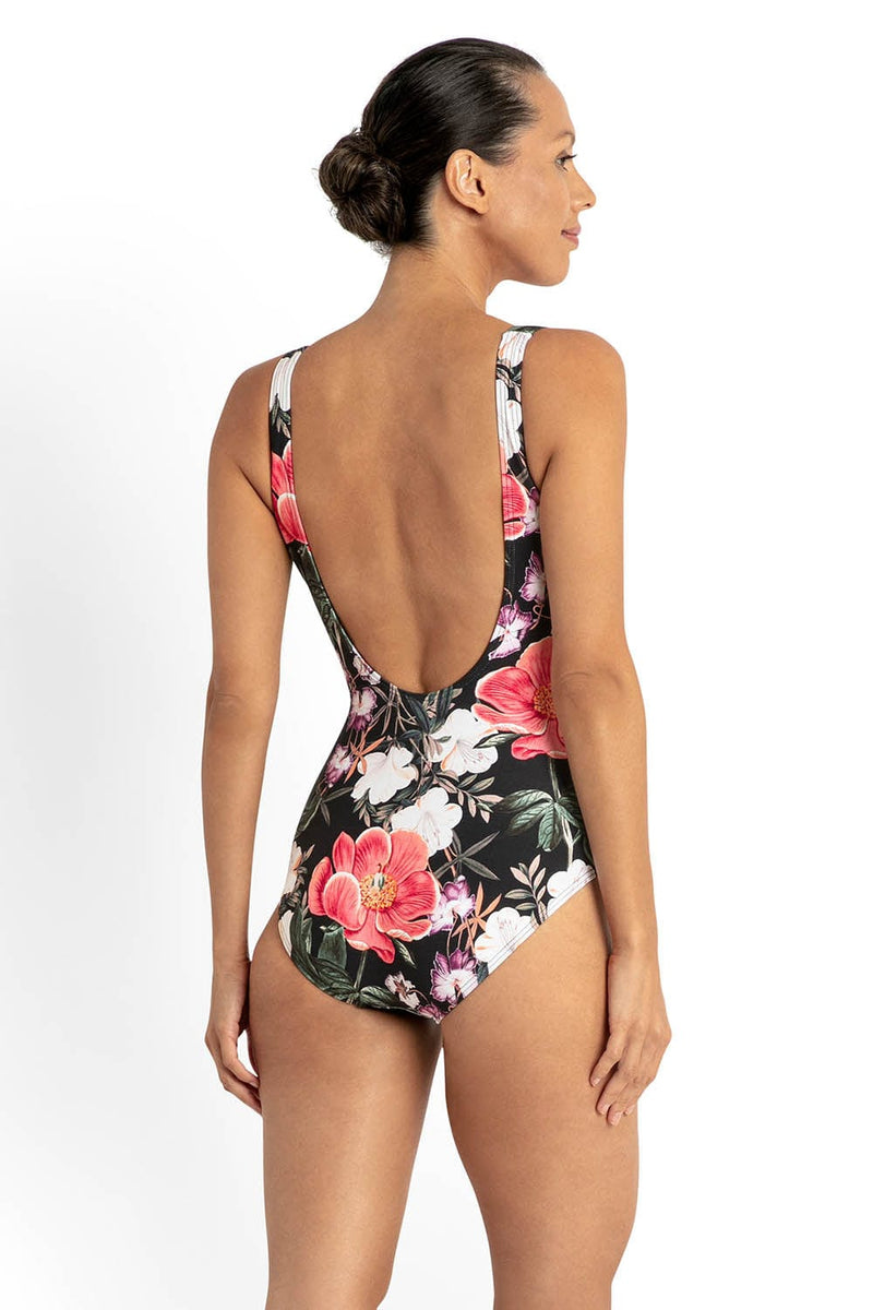 Jantzen Paige Gathered Surplice One Piece - Black Jantzen Paige Gathered Surplice One Piece - Black Splash Swimwear