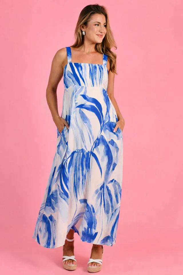 Jar Of Hearts Jar Of Hearts Bardot Maxi Dress - Blue Crush Jar Of Hearts Bardot Maxi Dress - Blue Crush Splash Swimwear