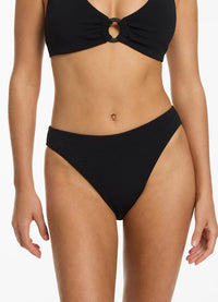 Jets Isla Rib High Leg Bikini Pant J30074 Jets Soft Triangle Bikini Top - Black Splash Swimwear Cheeky Bikini Bottoms Black / AU8/US4 9349623260295