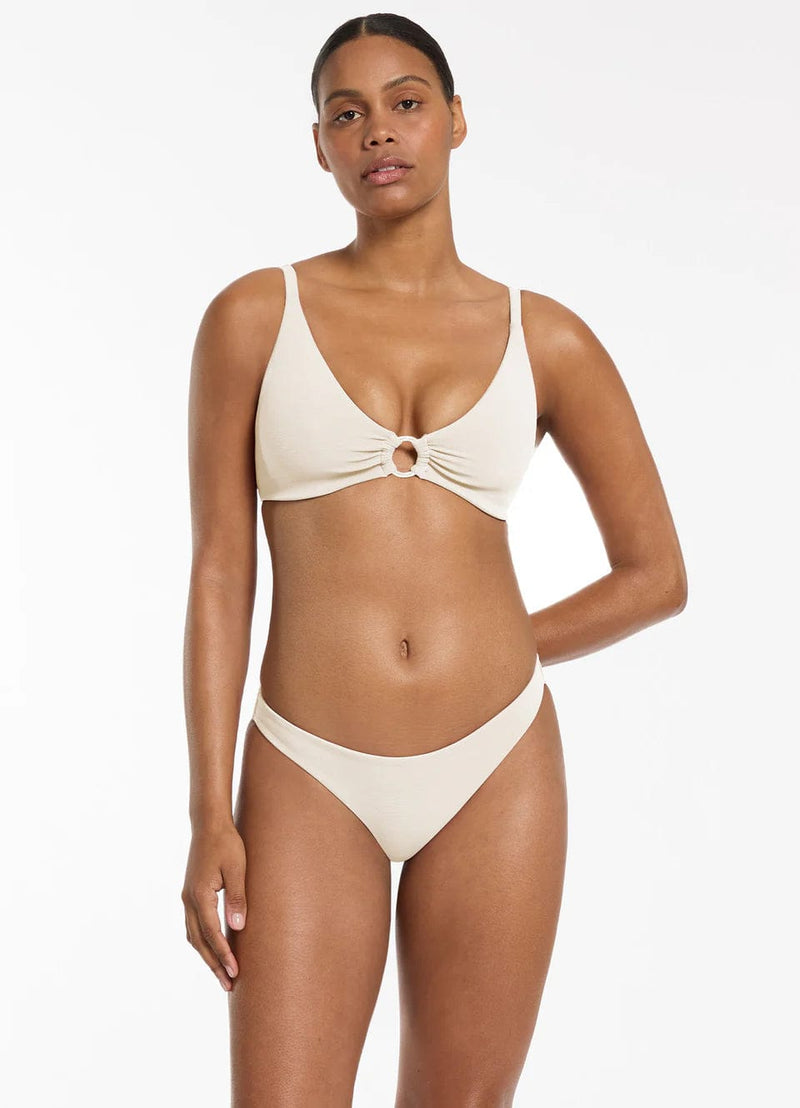 Jets Bikini Bottoms Isla Rib Hipster Pant - Cream Jets Soft Triangle Bikini Top - Black