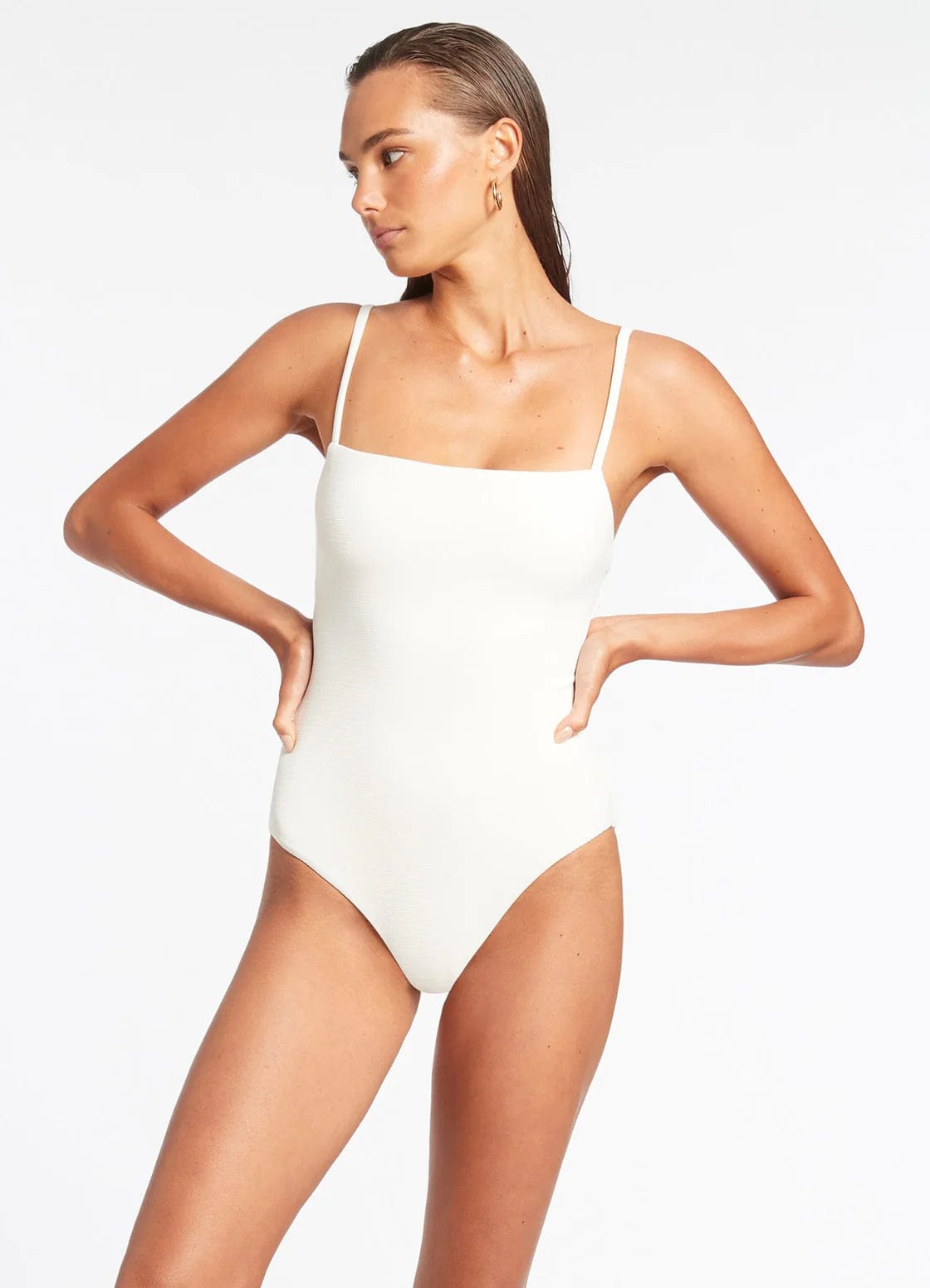 Jets Isla Rib Minimal Tank One Piece Isla Rib Minimal Tank One Piece Splash Swimwear One Pieces Cream / 8