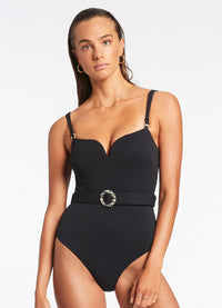 Jets Isla Rib Sweetheart Tank One Piece - Black Isla Rib Sweetheart Tank One Piece - Black Splash Swimwear One Pieces