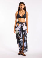 Jets Jets Flourish Long Sarong - Charcoal J61519 Jets Flourish Long Sarong - Charcoal Splash Swimwear Sarong 9360519273908
