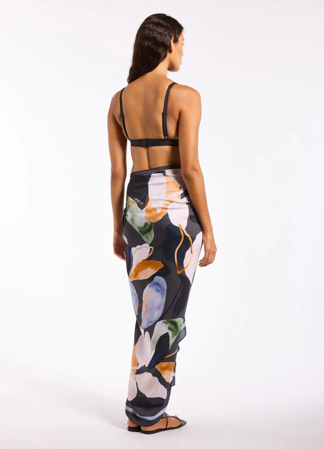 Jets Jets Flourish Long Sarong - Charcoal J61519 Jets Flourish Long Sarong - Charcoal Splash Swimwear Sarong 9360519273908