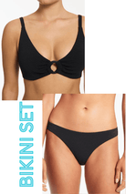 Jets Jets Isla Rib C/D Tri Top & Hipster Pant Bikini Set - Black Jets Isla Rib C/D Tri Top & Hipster Pant Bikini Set - Black Splash Swimwear Womens Swimwear AU8/US4 1000028679