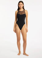 Jets Jets Jetset Lure High Neck One Piece - Black Jets Jetset Lure High Neck One Piece - Black Splash Swimwear Womens Swimwear