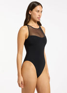 Jets Jets Jetset Lure High Neck One Piece - Black Jets Jetset Lure High Neck One Piece - Black Splash Swimwear Womens Swimwear