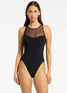 Jets Jets Jetset Lure High Neck One Piece - Black Jets Jetset Lure High Neck One Piece - Black Splash Swimwear Womens Swimwear