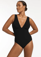 Jets Jets Jetset Multifit Plunge One Piece - Black Jets Jetset Multifit Plunge One Piece - Black Splash Swimwear Womens Swimwear