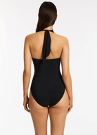 Jets Jets Jetset Plunge Halter Tie One Piece - Black Jets Jetset Plunge Halter Tie One Piece - Black Splash Swimwear Womens Swimwear